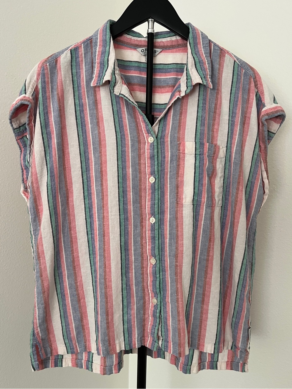 🌊 Orvis Classic Collection Linen-Blend Striped Button Down | Size L